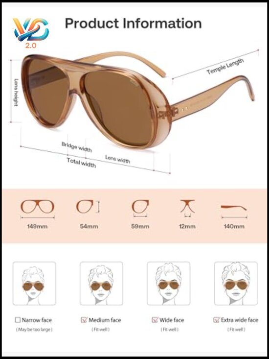 Retro Oversized 90s Aviator Square Sunglasses Trending Vintage Shades main image 5